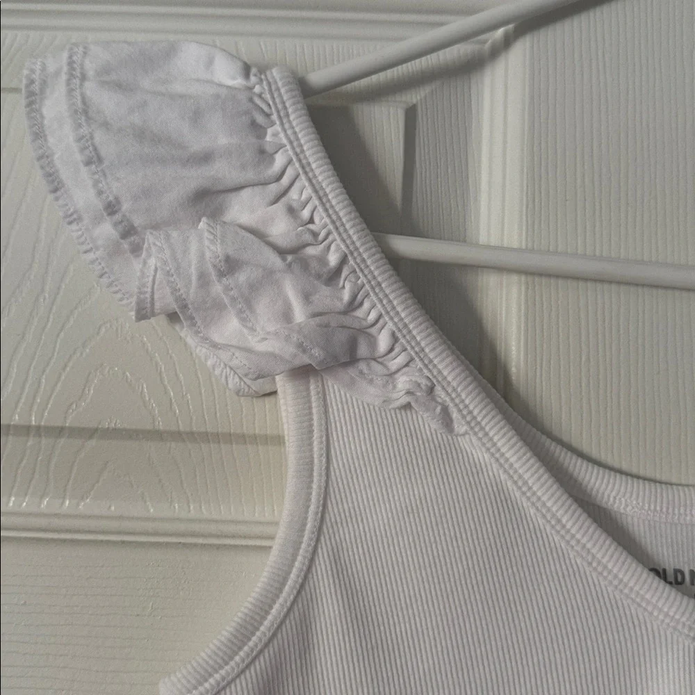 White Ruffled Sleeve Ribbed Tank - Picture 3 of 3